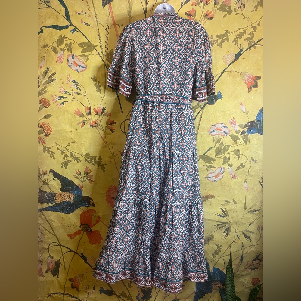 Anthropologie Sue Sartor Short-Sleeve Printed Midi Dress - Picture 6 of 9